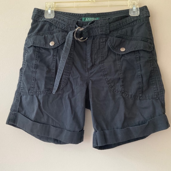 Vintage Lauren Ralph Lauren black cotton shorts with belt size 4 ⭐️⭐️⭐️ - Picture 2 of 8